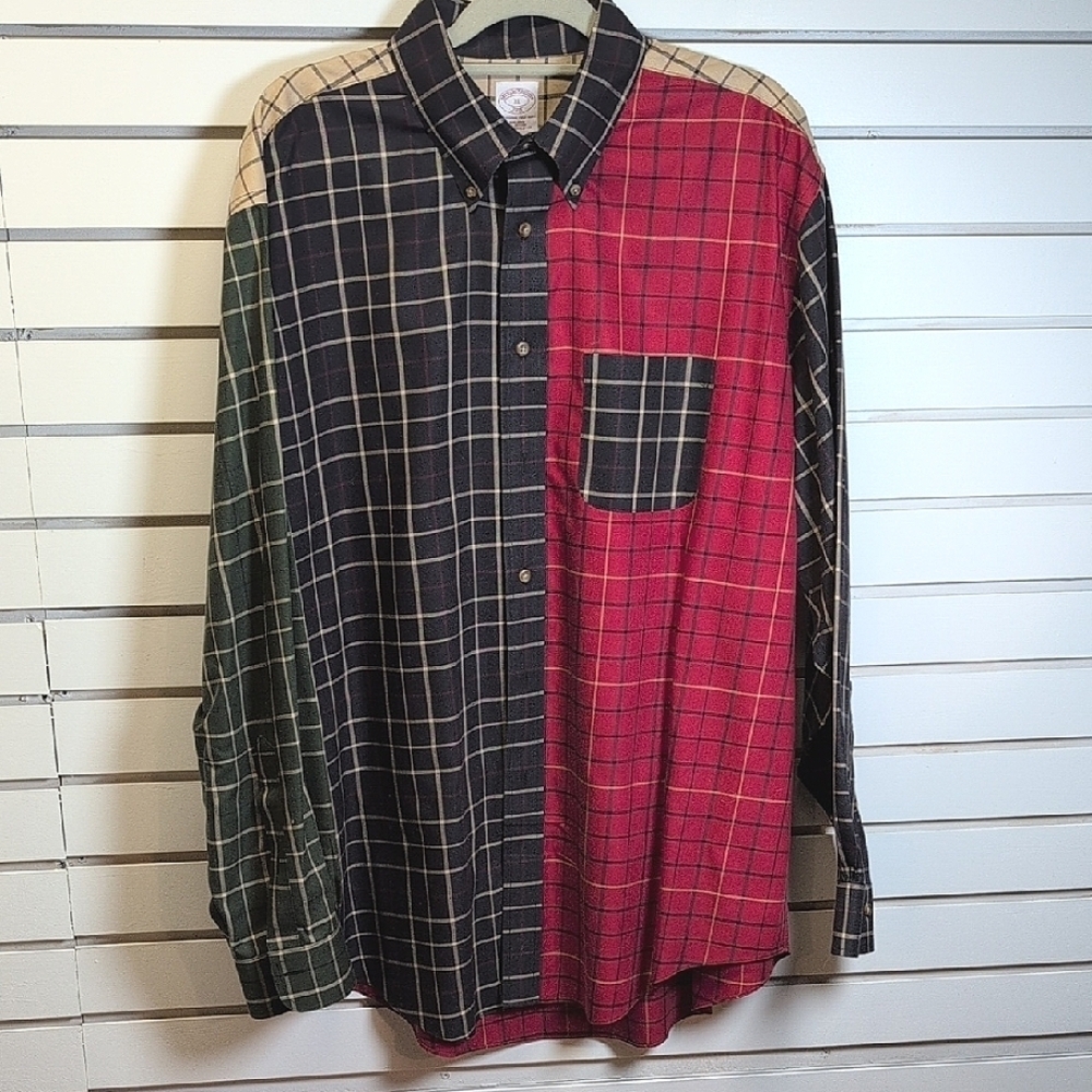 Brooks Brothers 346 Non-Iron Tartan Broadcloth Button Down Shirt Size XL EUC